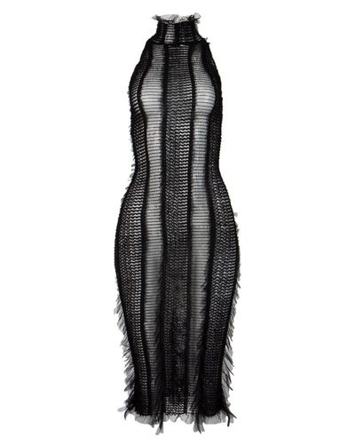 Roberta Einer Angel Midi Bodycon Dress Black | Lyst