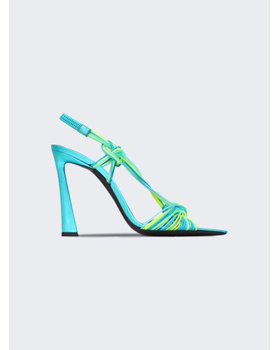 Saint Laurent Gippy 105 Strappy Slingback Sandals Fluorescent Blue And ...