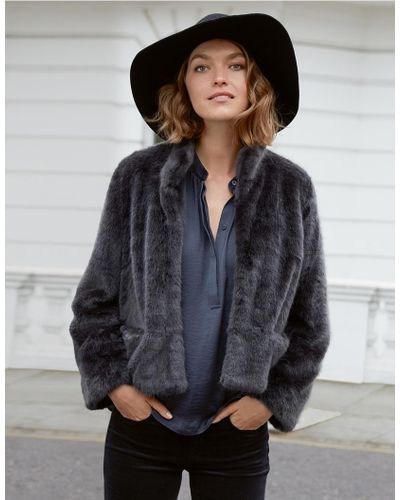 The White Company Faux Fur Jacket In Charcoal Grey Lyst The White Company Faux Fur Jacket In, Fur Coat White Company