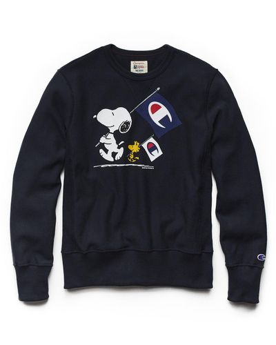 Todd Snyder Cotton Champion X Peanuts Snoopy And Flag Sweatshirt Navy in Blue for Men -