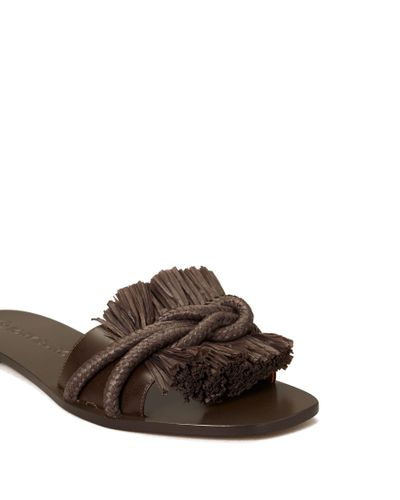 tory burch rope fringe leather slides
