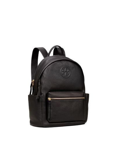 Tory Burch Small Perry Bombe Black Leather Backpack - Lyst