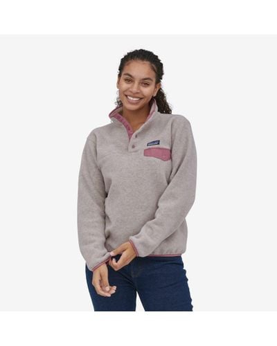 Patagonia Lightweight Synchilla® Snap-t® Fleece Pullover Oatmeal Heather  W/light Star Pink in Gray | Lyst