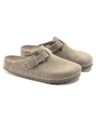 Birkenstock Boston Soft Footbed Suede Leather Faded Khaki in Natural ...