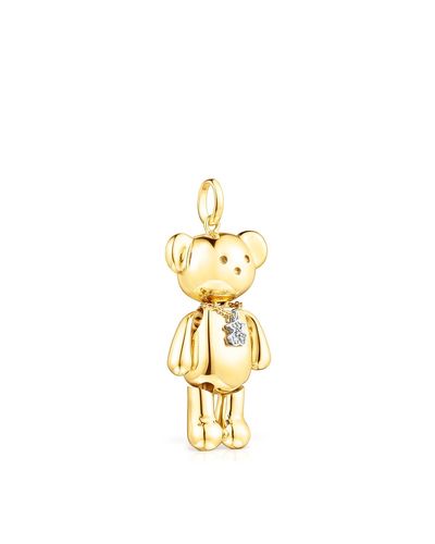 Pair of Gold-tone Metallic Plastic Large Dimensional Teddy Bear Charm