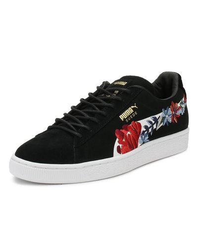 Puma black suede classic embroidered trainers Clearance