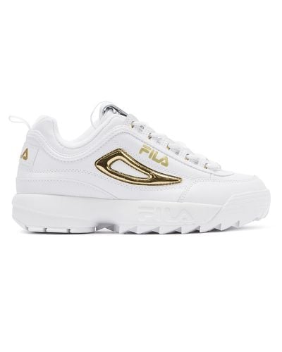 gold fila trainers