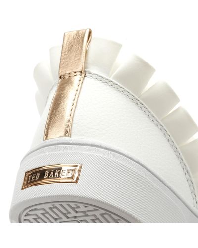 Ted Baker Astrina Leather Frill Low Top Trainers in White - Lyst