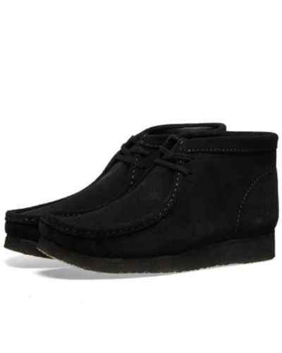 clarks wallabee black suede mens boots