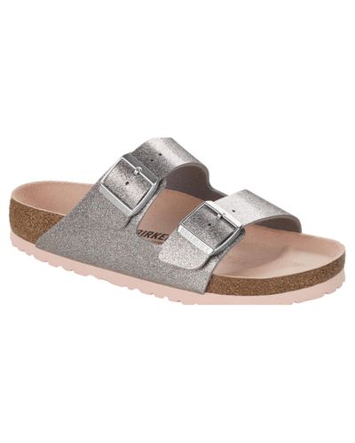 Birkenstock Arizona Bf Sparkling Silver Sandals in Gray - Lyst
