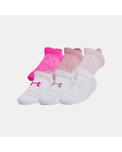 Under Armour Kids' Essential 6-Pack No- Show Socks Rebel / Rebel - Pink
