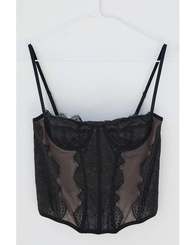Out From Under Lace Modern Love Corset in Washed Black (Black) - Lyst