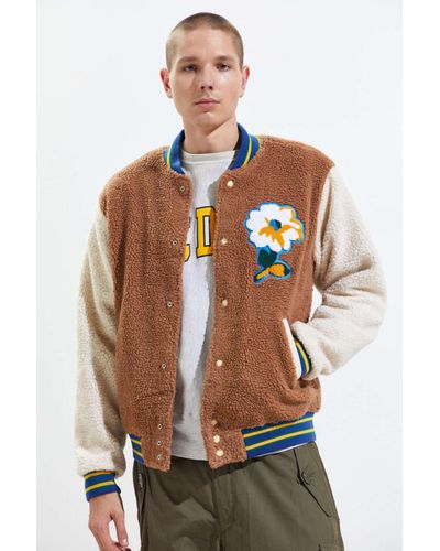 sherpa varsity bomber jacket