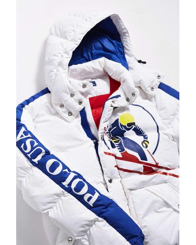 white polo puffer jacket