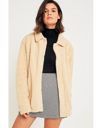 fila button down teddy coat