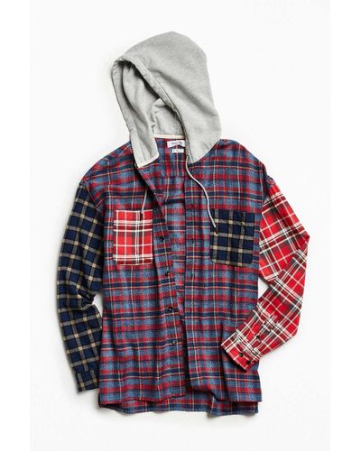 Patchwork flannel hoodie Clearance