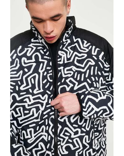 element x keith haring reversible puffer jacket in black