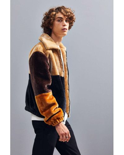 patchwork faux fur coat