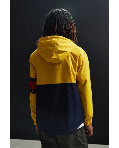 Tommy Hilfiger Synthetic Tommy Hilfiger Colorblocked Pullover Windbreaker  Jacket in Yellow for Men - Lyst