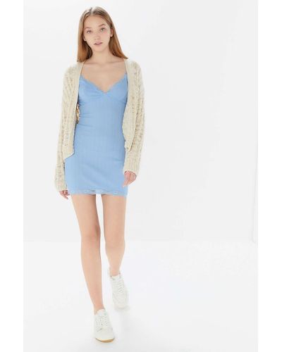 ribbed lace trim mini dress
