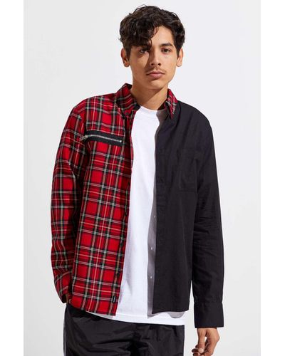 Tripp Nyc Split Button Down Shirt In Red For Men Lyst Tripp Nyc Split Button Down Shirt In Red For Men Lyst