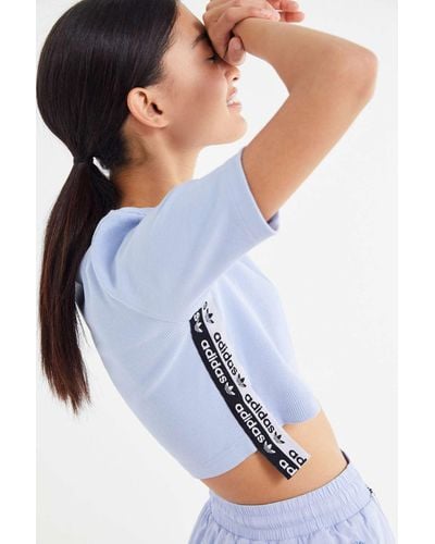 adidas originals reveal your voice ribbed side tape cropped tee