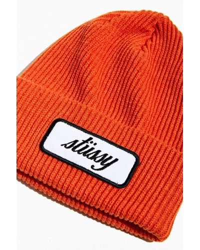 Stussy Synthetic Patch Cuff Beanie in Orange (Red) for Men | Lyst