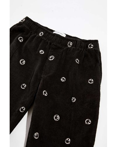 Urban Outfitters Uo Embroidered Corduroy Beach Pant in Black for Men - Lyst