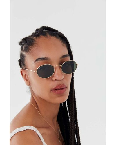 Ray-Ban Oval Flat Lens Gold Sunglasses in Metallic - Lyst