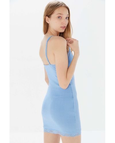 uo ribbed lace trim mini dress