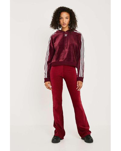 adidas velour hoodie maroon