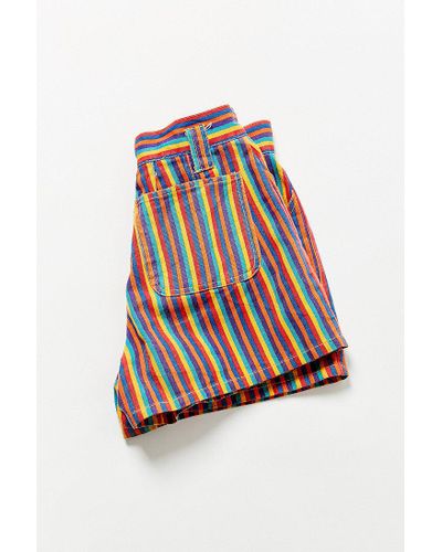 Denim shorts with rainbow stripe