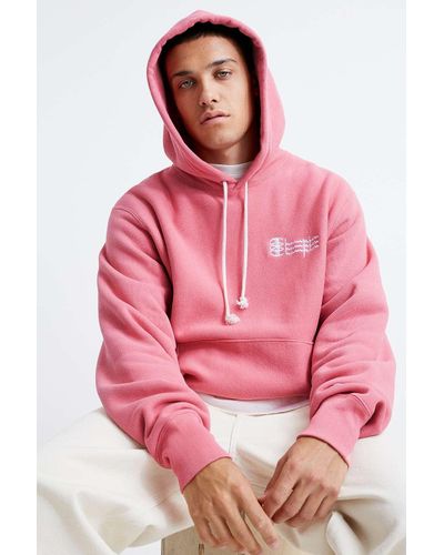 pink champion script hoodie