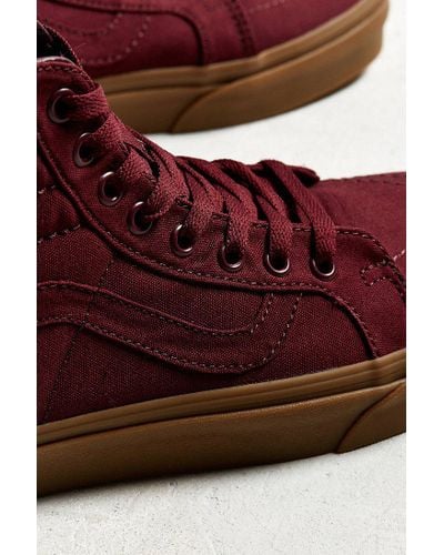 burgundy vans with gum sole