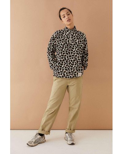 leopard print half zip fleece