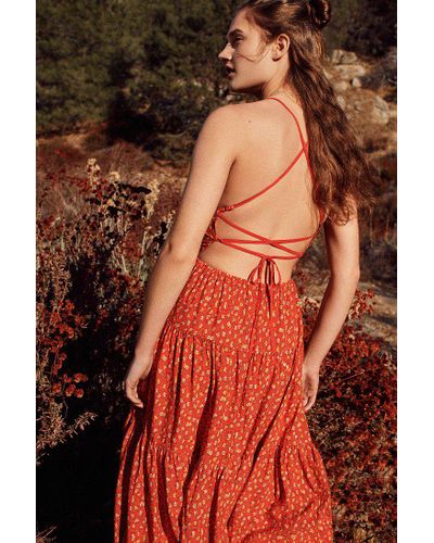 uo sparks fly tiered midi dress