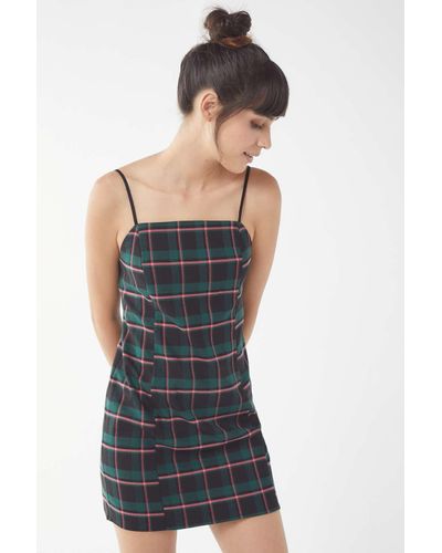 checkered mini slip dress