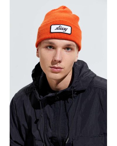 Stussy Synthetic Patch Cuff Beanie in Orange (Red) for Men | Lyst