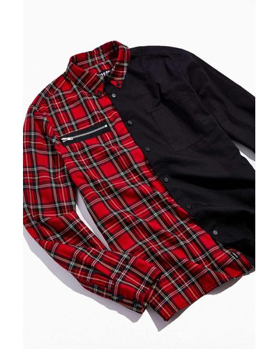 Tripp Nyc Split Button Down Shirt In Red For Men Lyst Tripp Nyc Split Button Down Shirt In Red For Men Lyst