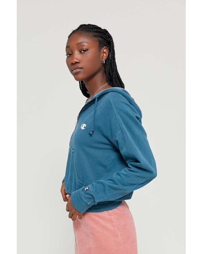 Champion Uo Exclusive Half-zip Hoodie Sweatshirt in Blue - Lyst