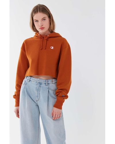 orange champion crop hoodie