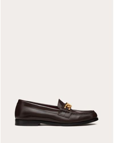 Valentino Garavani Vロゴ チェーン カーフスキン ローファー おとこ ビターチョコレート - マルチカラー