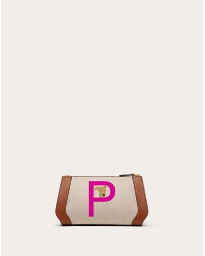 Valentino Garavani 【パーソナライズ対象】ロックスタッズ ペット ポーチ 女性 ベージュ/サドルブラウン/pink Pp - ピンク