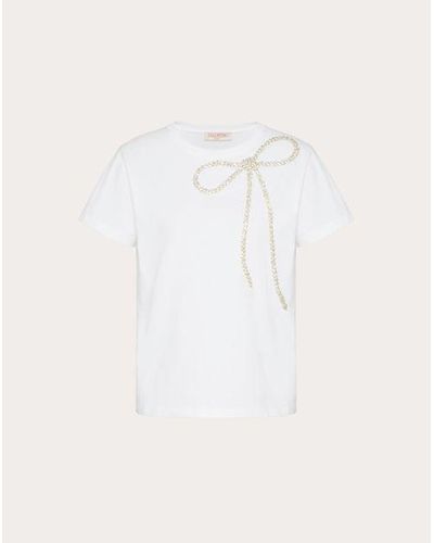 Valentino エンブロイダリー ジャージー Tシャツ 女性 ホワイト Xs - ナチュラル
