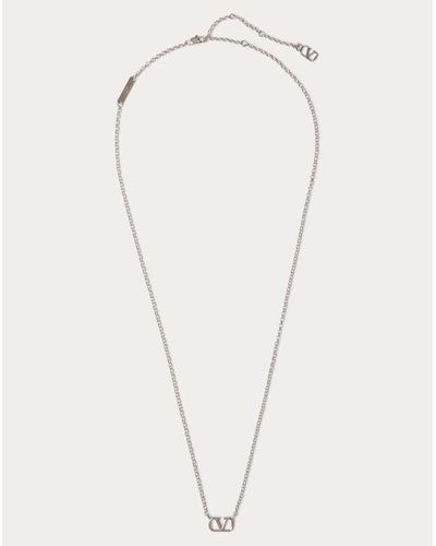 Valentino Garavani Vロゴ シグネチャー メタル ネックレス おとこ パラジウム - ナチュラル