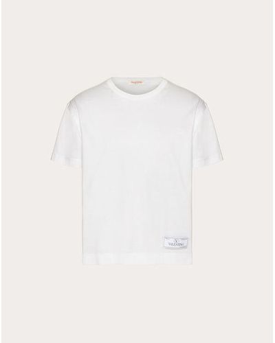 Valentino メゾン ヴァレンティノ テーラリングラベル コットン Tシャツ おとこ ホワイト 3xl - ナチュラル