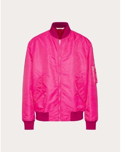 Valentino ナイロン ボンバージャケット おとこ Pink Pp - ピンク