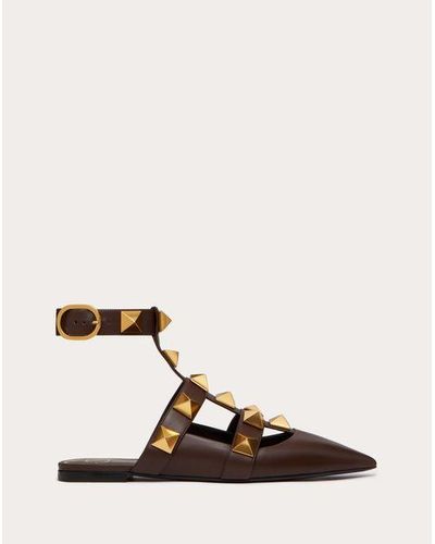 roman stud calfskin ballet
