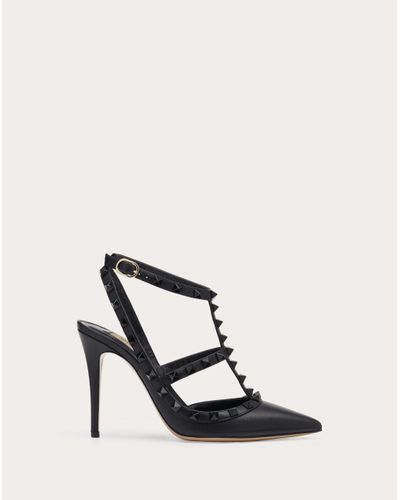 Valentino Garavani Leather Rockstud Ankle Strap Pump With Tonal Studs 100  Mm in Black | Lyst