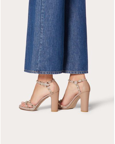 rockstud calfskin sandal 100 mm